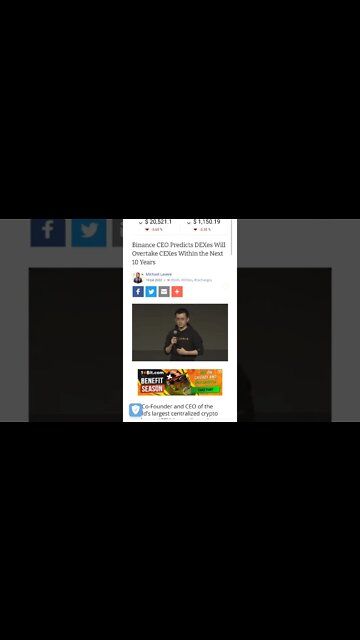 Binance CEO Predicts DEXes Will Overtake CEXes Within the Next 10 Years #cryptomash #cryptonews