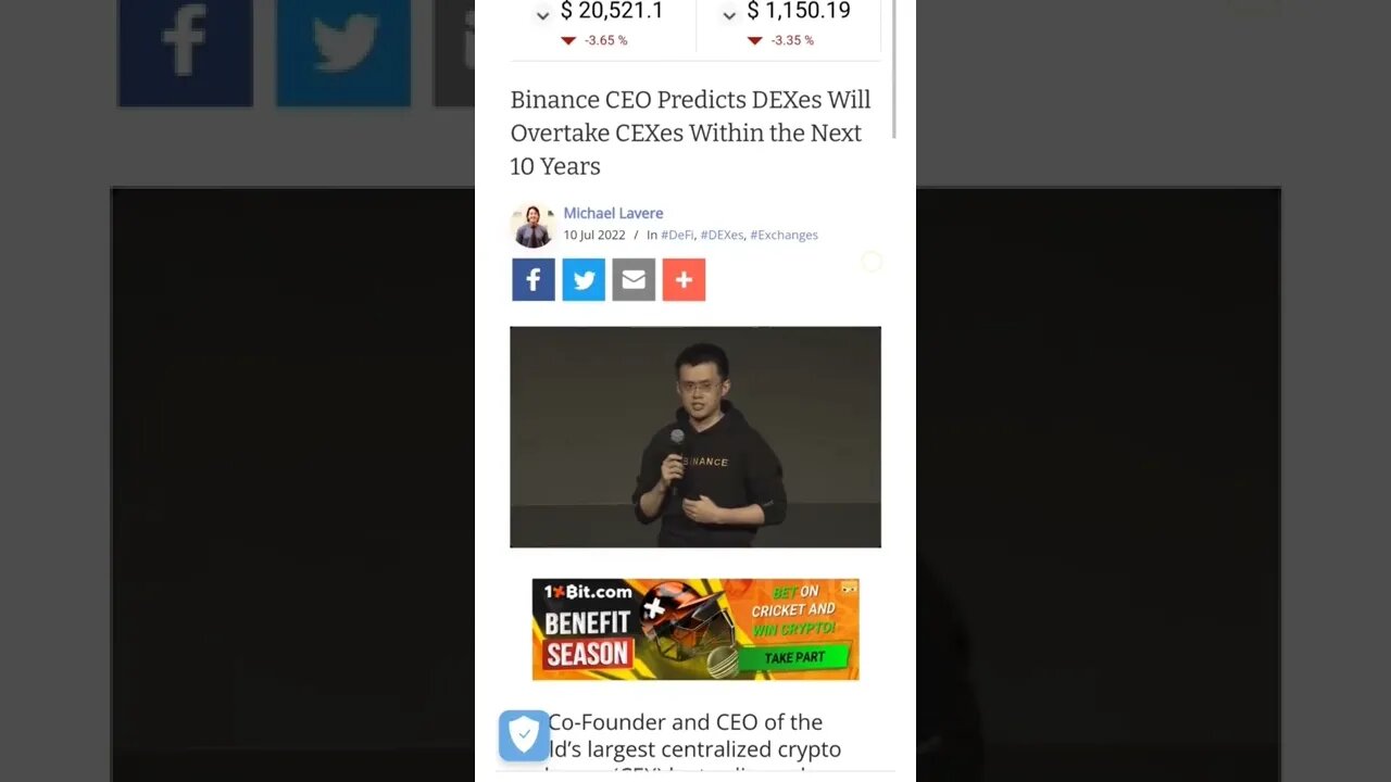 Binance CEO Predicts DEXes Will Overtake CEXes Within the Next 10 Years #cryptomash #cryptonews