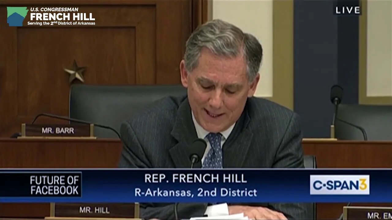 Rep. French Hill Probes Facebook's Mark Zuckerberg on Proposed Digital Currency, Data Privacy