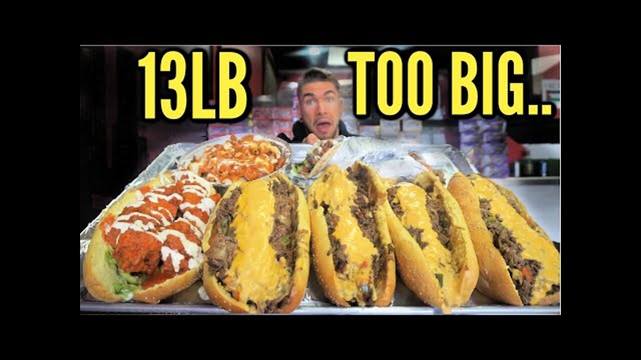 IMPOSSIBLE 13LB CHEESESTEAK CHALLENGE - With Spicy Chicken & Gyro's - NYC Street Food