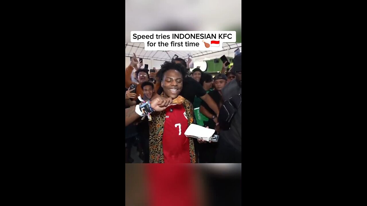 The moment when IShowSpeed tried eating KFC in Indonesia
