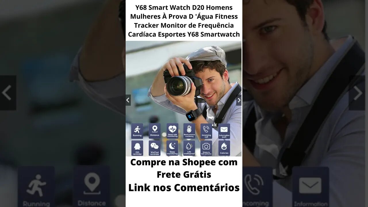 Y68 Smart Watch D20 Homens Mulheres À Prova D 'Água Fitness Monitor de Frequência Cardíaca #shorts