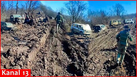 Footage from the only road used by Ukrainian army to enter Bakhmut