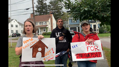 END MIGRANT FUNDING! Pledge of Allegience, leaving Maura Healey's house, Saturday October 7, 2023