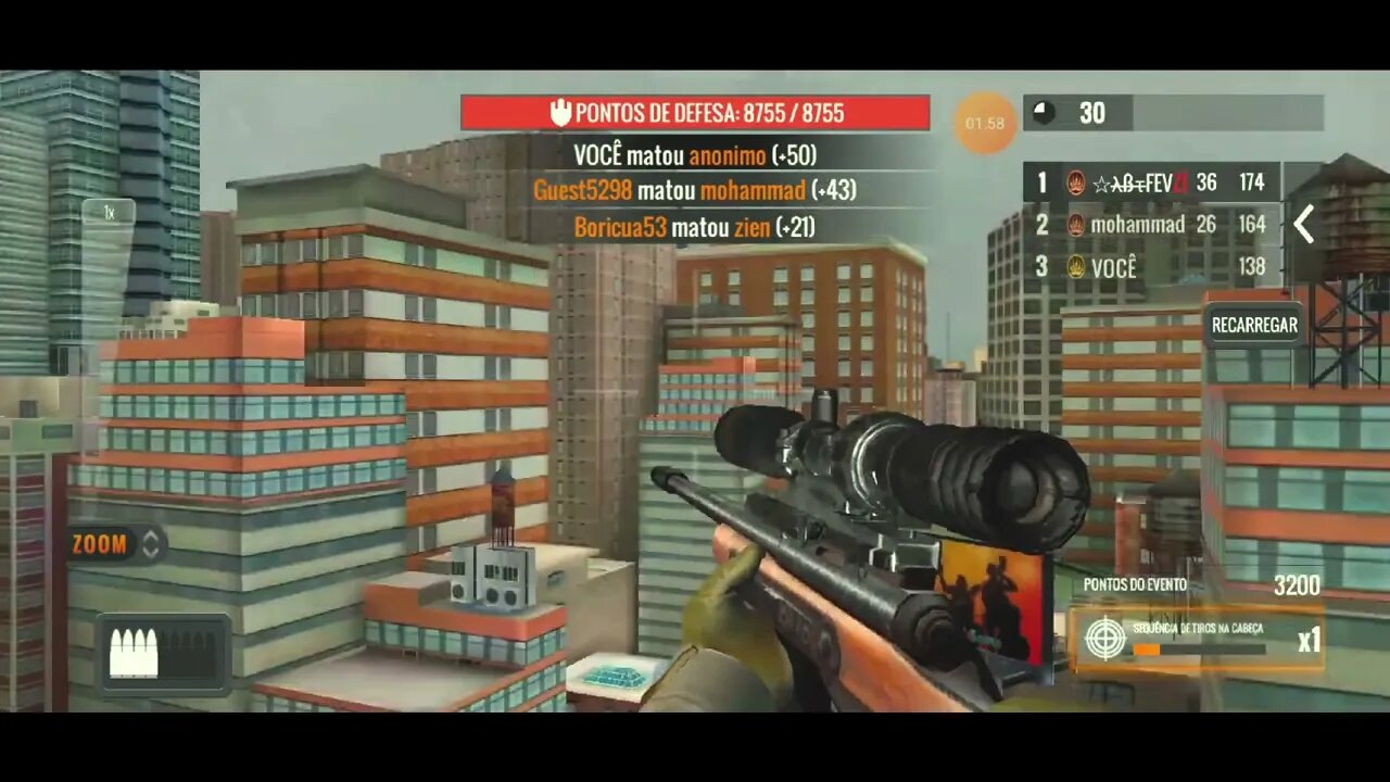 GUIGAMES - SNIPER 3D ASSASSIN - PVP Gameplay Player vs Player - 5 de março de 2022 - Rodada 5 de 6