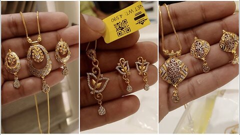 Latest Hallmark Gold Chain Pandant Designs 2022!! kitty set