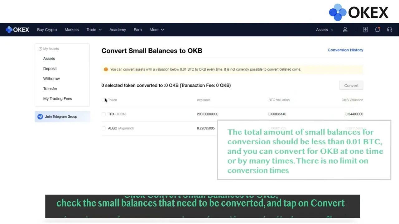How to Convert Small Balances into OKB on OKX