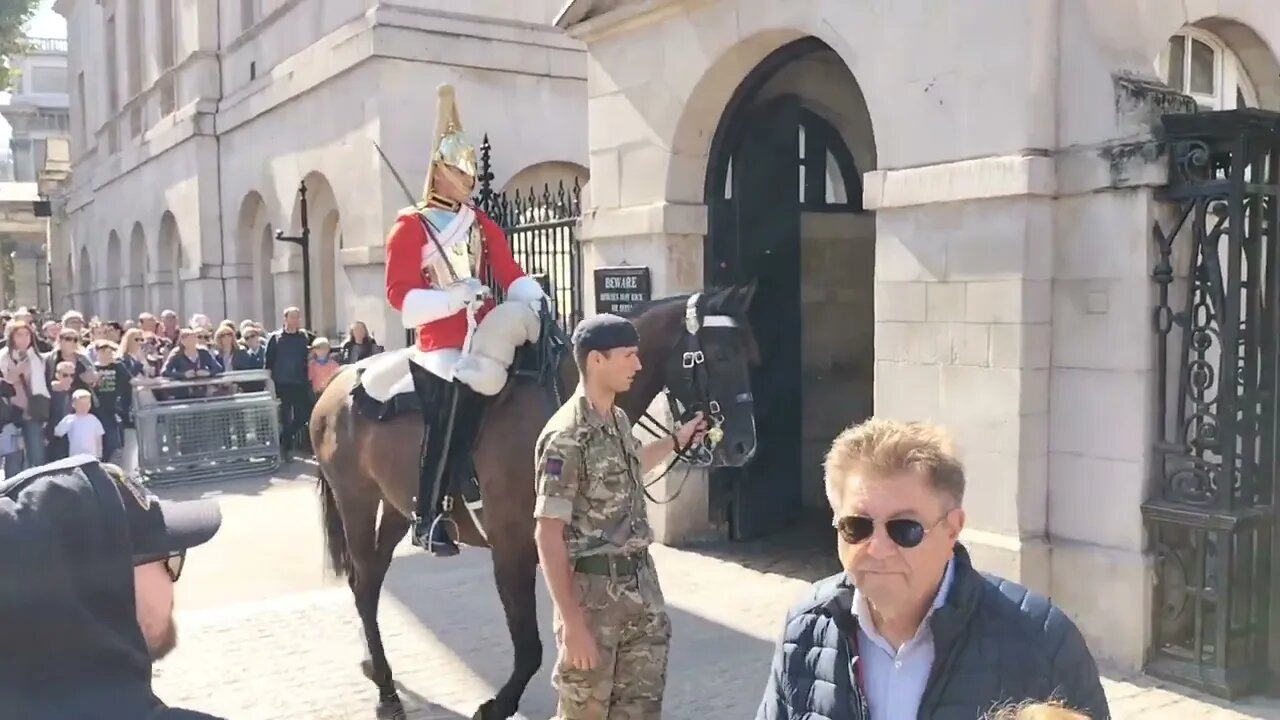 The kings guards horse spooked changing of the guards #horseguardsparade