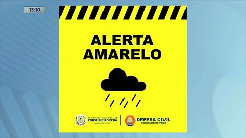 Prefeitura de Conselheiro Pena emite alerta amarelo de chuvas