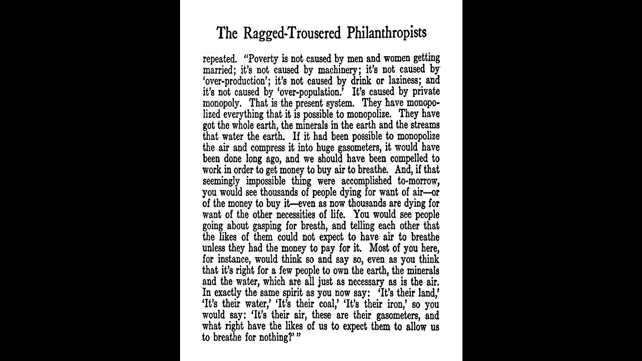 Causes of Poverty - Robert Tressell, The Ragged Trousered Philanthropists