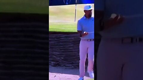 Tony Finau putts in sand trap at The Open! #golf #theopen #tonyfinau