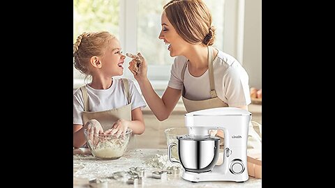 Stand Mixer, CWIIM 10+P Speed 4.8 QT Food Mixer with Dough Hook Whisk Beater Splash Guard Mixin...