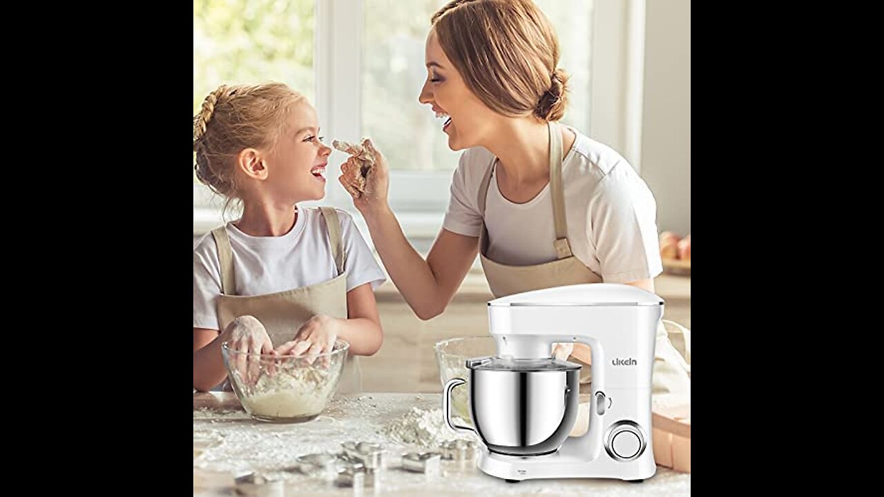 Stand Mixer, CWIIM 10+P Speed 4.8 QT Food Mixer with Dough Hook Whisk Beater Splash Guard Mixin...
