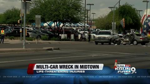 Three-vehicle crash sends at least one to hospital