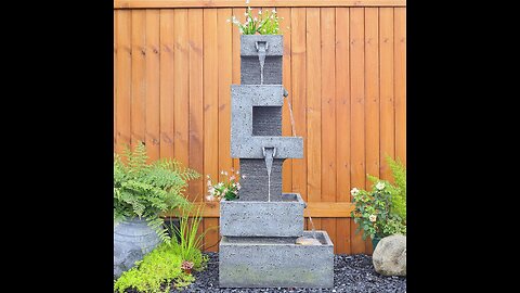 🌿 Modern 4-Tier Outdoor Fountain – Tranquil Waterfall with LED Glow 💧✨