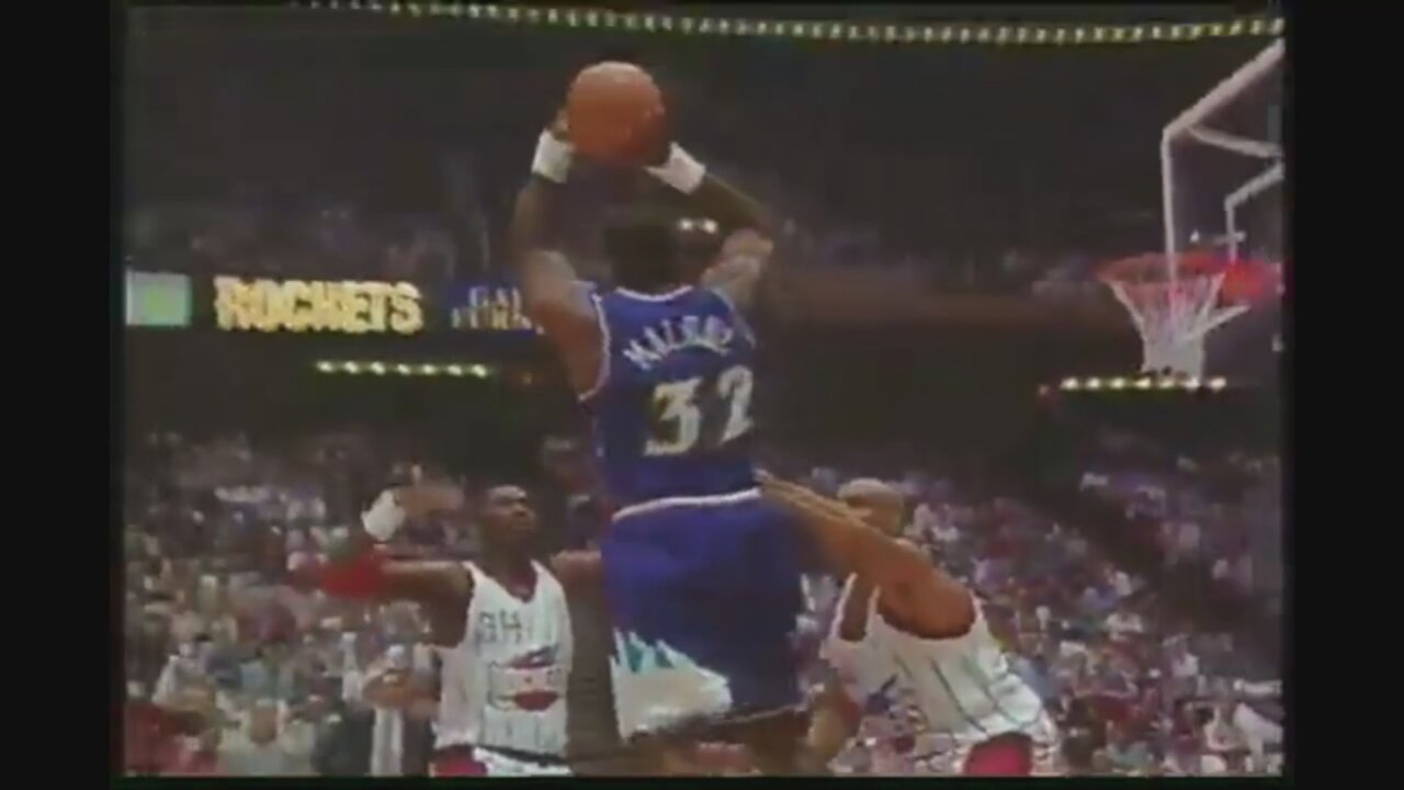 Karl Malone 21 Points @ Rockets, 1997 Playoffs Game 3.