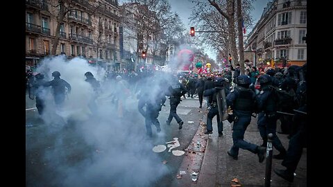 Antifa is launching projectiles at the police while the Socialists/Communists emerge victorious