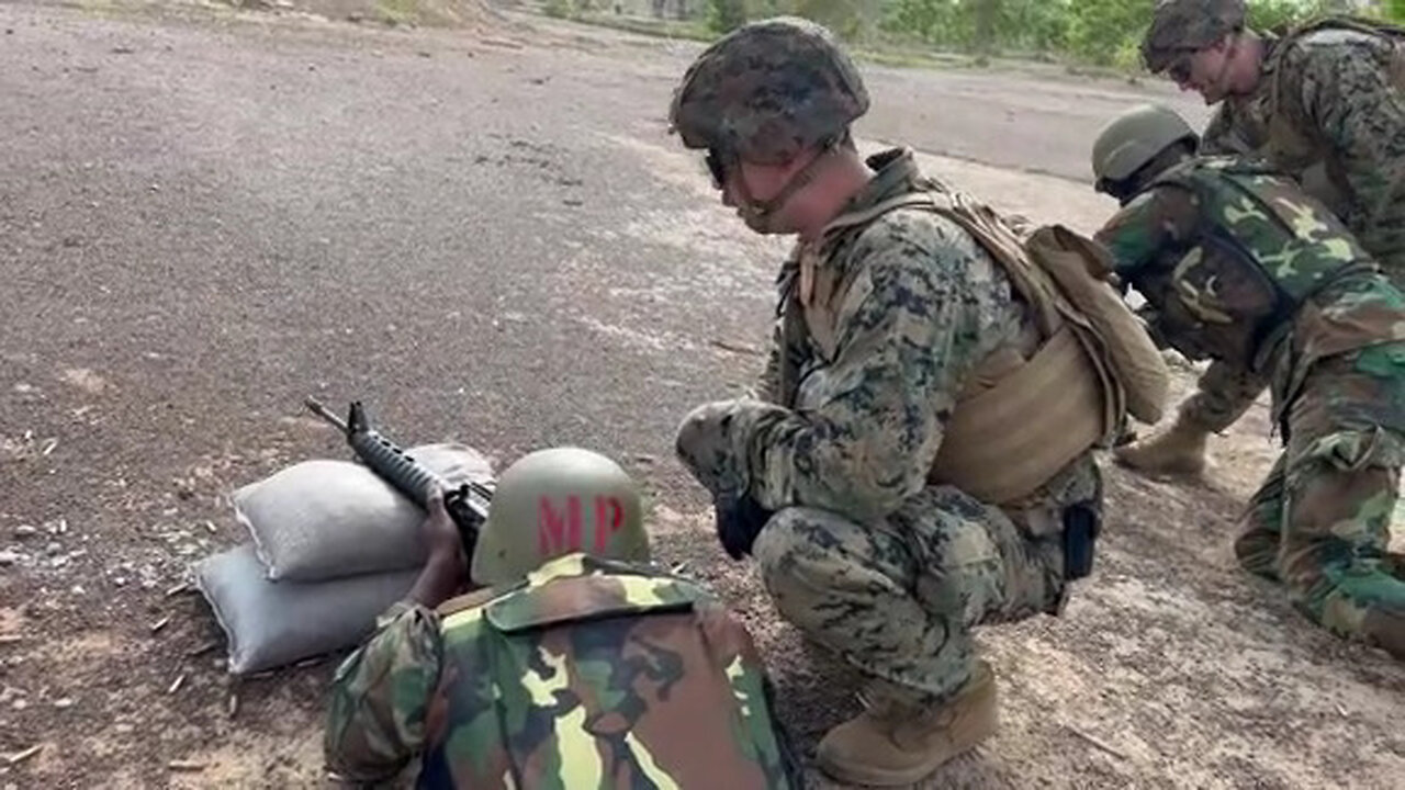 B-Roll - U.S. Army, and Marines conduct marksmanship training with Ghana Armed Forces