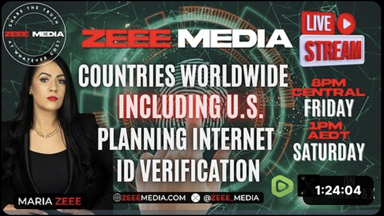 Countries Worldwide INCLUDING U.S. Planning Internet ID - Maria Zeee LIVE 8PM CT/1PM AEDT