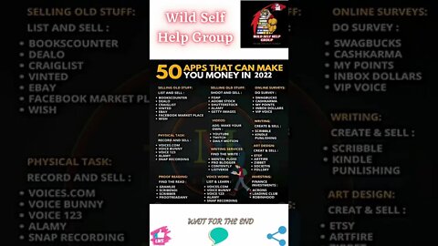 🔥50 apps that can make you money in 2022🔥#shorts🔥#wildselfhelpgroup🔥21 August 2022🔥