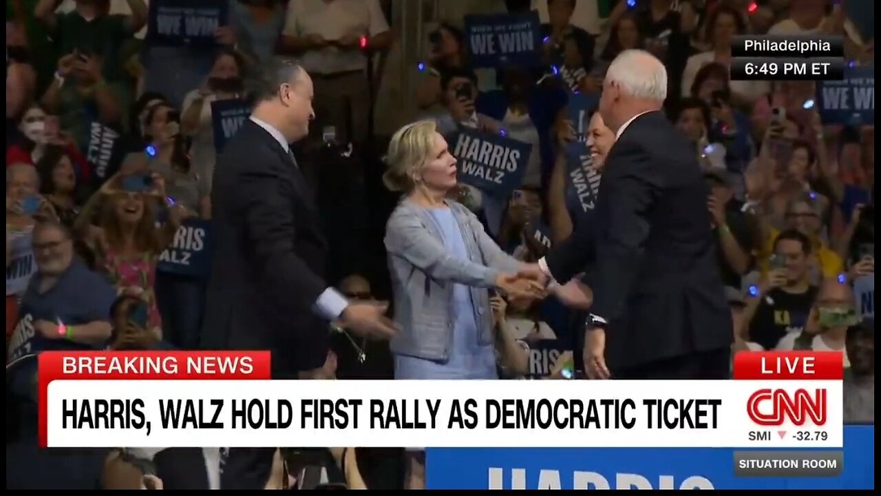 Tim Walz Awkwardly Shakes His Wife's Hand