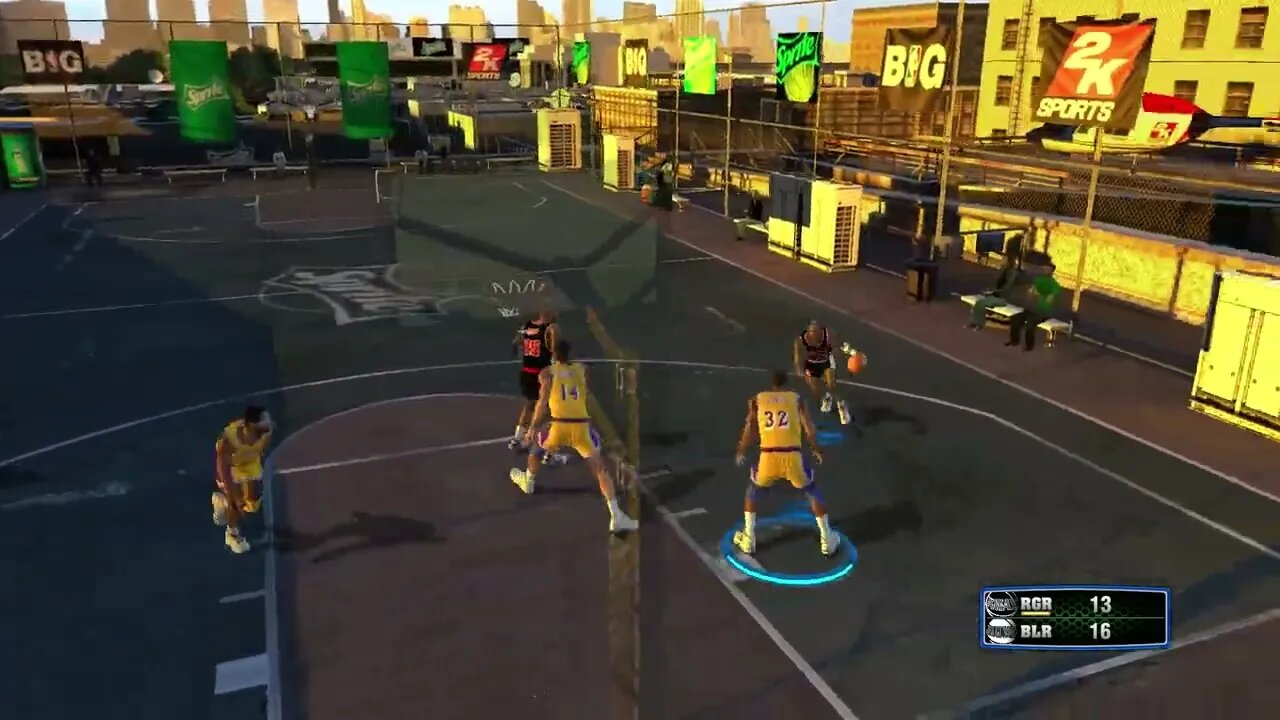 3 on 3: Magic, Worthy and Sam Perkins vs Clyde Drexler, Jerome Kersey and Terry Porter