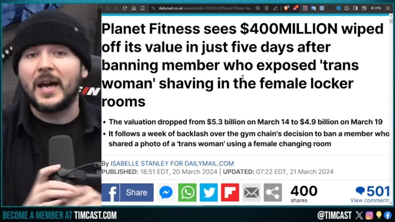 Planet Fitness Loses $400 MILLION After Banning Women Who Complained of MAN In Women's Bathroom