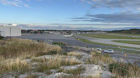 Private Jet coming into Stockholm Bromma City Airport in the afternoon