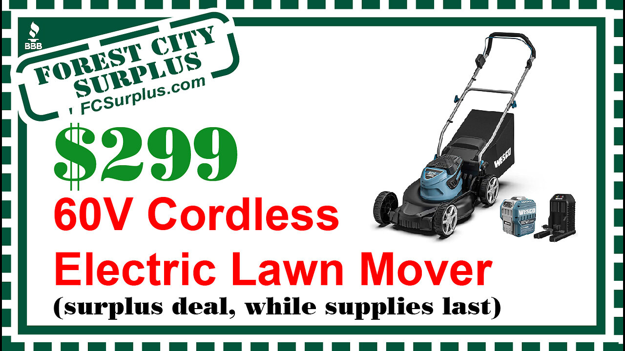 $299 60V Cordless Electric Lawn Mower