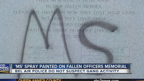 Fallen officers memorial vandalized in Bel Air