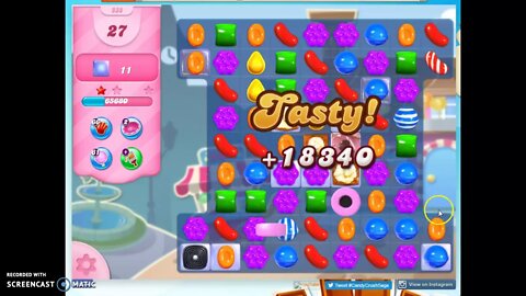 Candy Crush Level 838 Audio Talkthrough, 2 Stars 0 Boosters
