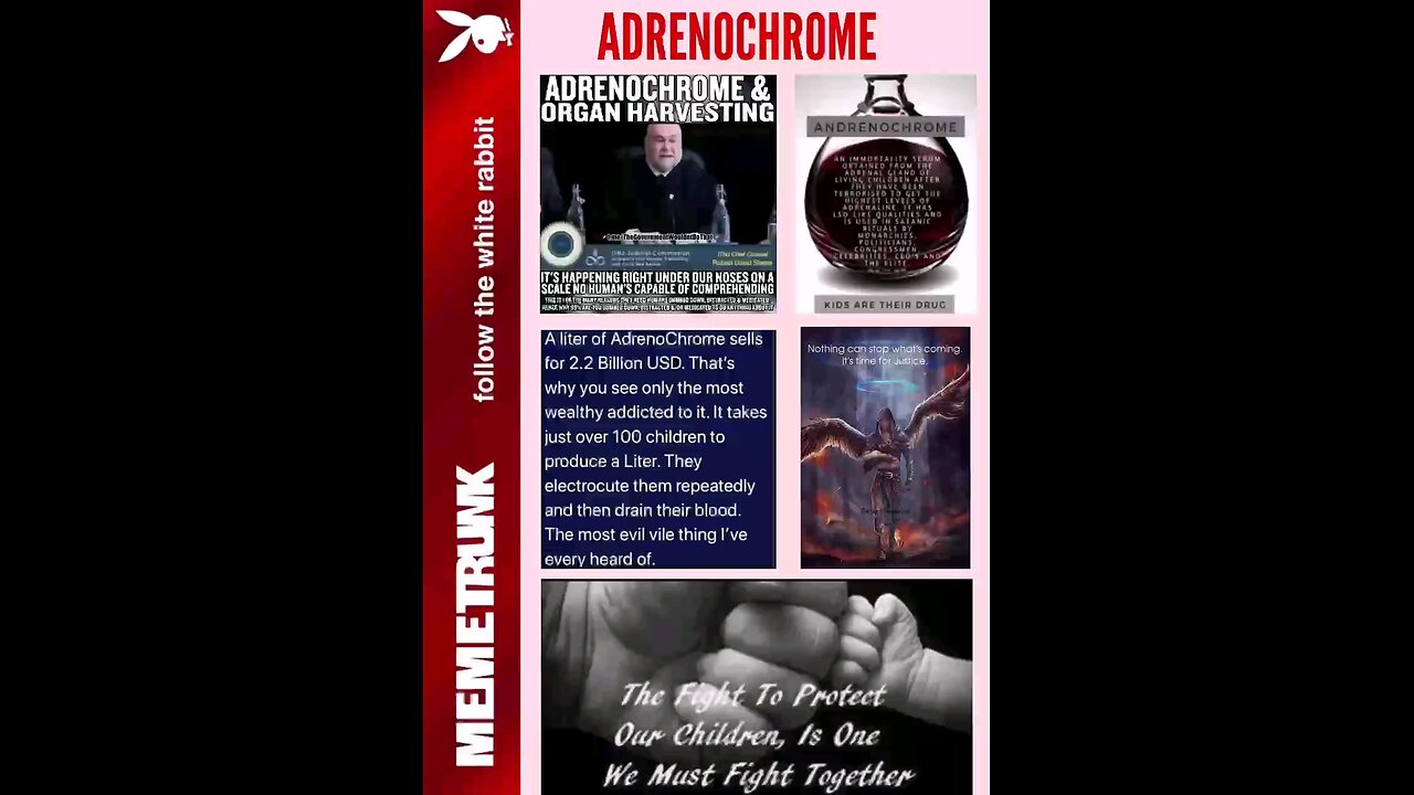 One hundred children murdered to produce a litre of Adrenochrome which they sell for USD$2.2 Billion