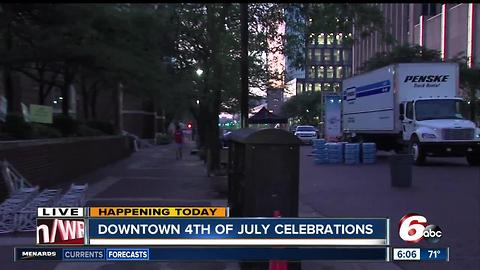 Fourth of July celebration preparations in downtown Indy