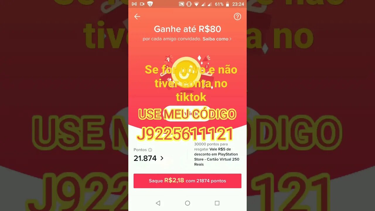 VAMOS GANHAR DINHEIRO 💸💰 USA MEU CÓDIGO DO TIKTOK J9225611121