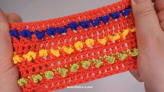 How to crochet colorful ruffle stitch for blanket simple tutorial by marifu6a