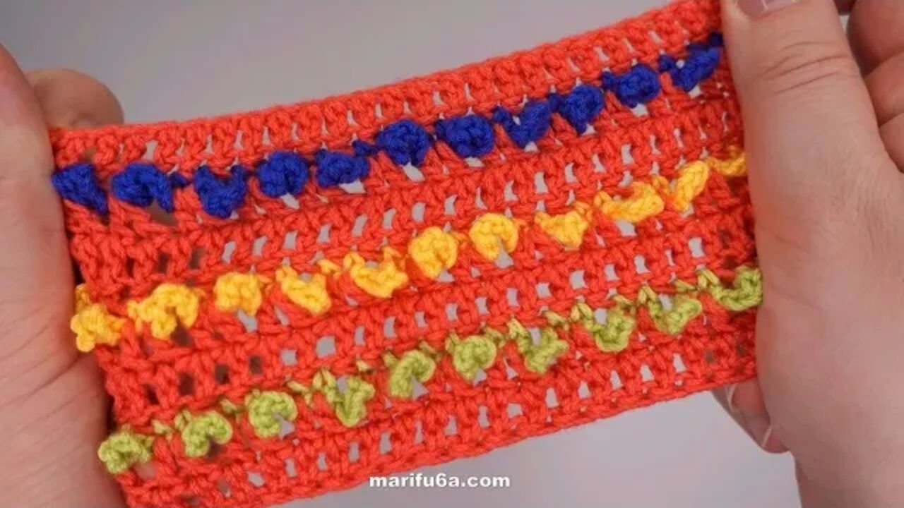 How to crochet colorful ruffle stitch for blanket simple tutorial by marifu6a