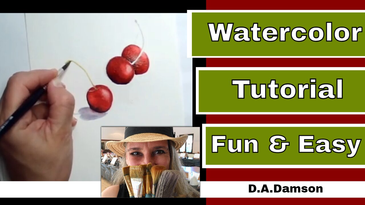 How To Paint Fruit - Cherries with Watercolors for Beginners