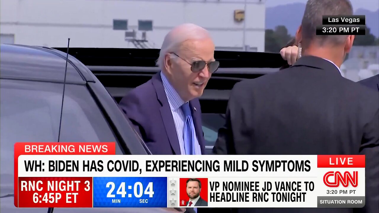 Joe Biden, who has reportedly tested positive for COVID, is spotted without a mask.