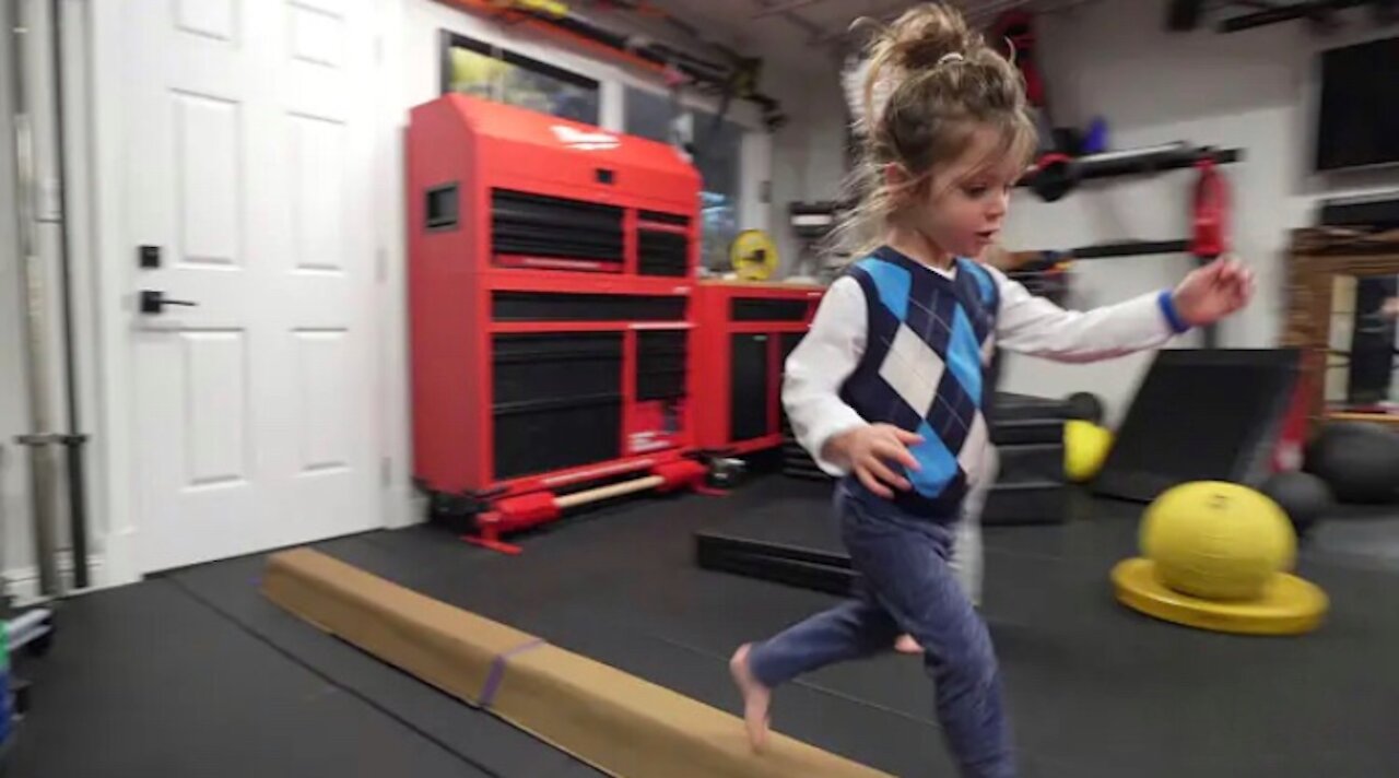 Training toddlers on balance beam