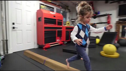 Training toddlers on balance beam