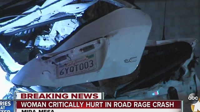 Woman critically injured in road rage crash