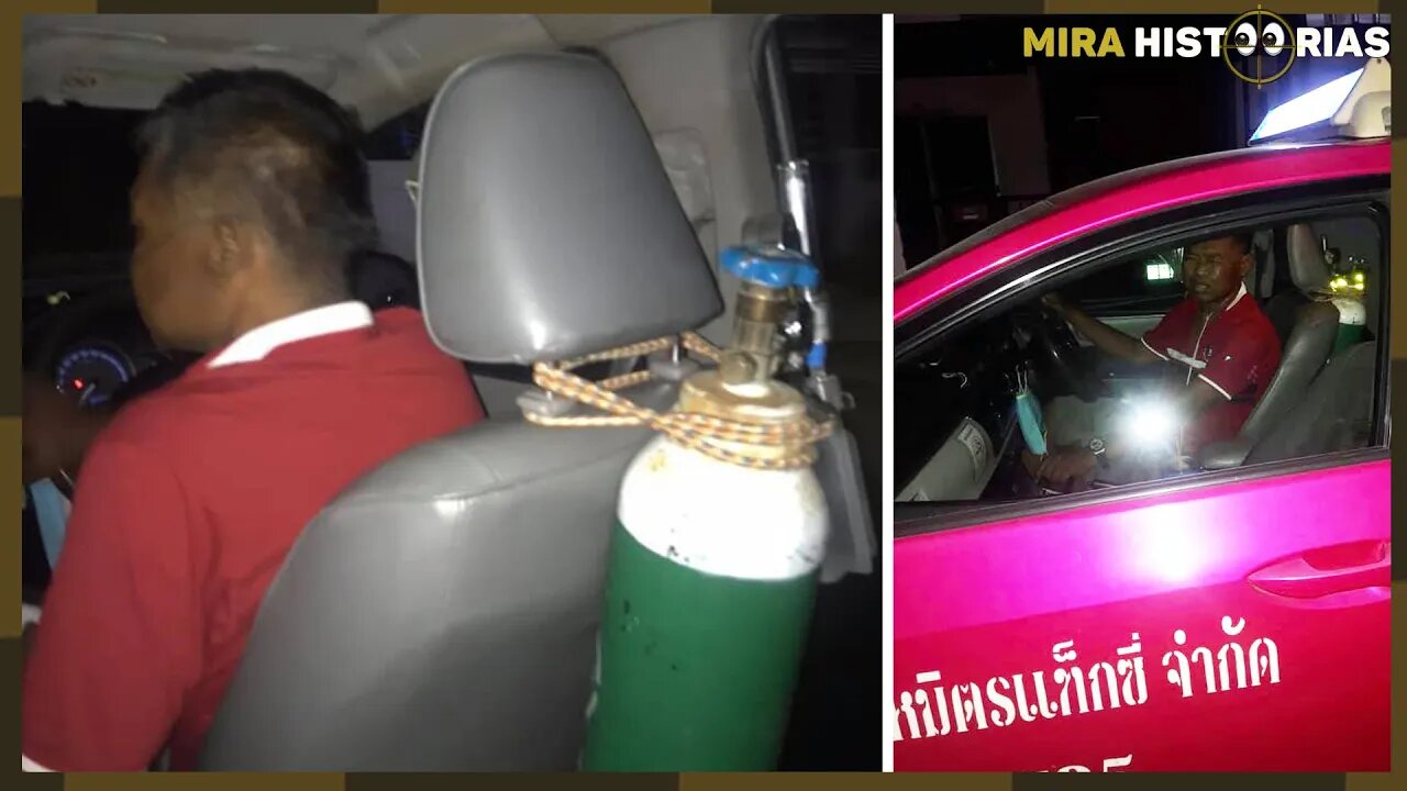 Passageira descobre taxista usando cilindro de oxigênio dentro do carro. Então, ela age rápido