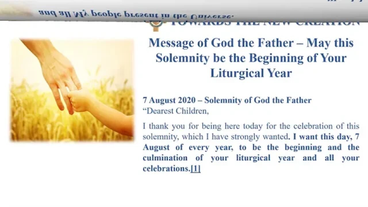 message 07 08 2020 May this Solemnity be the Beginning of Your Liturgical Year