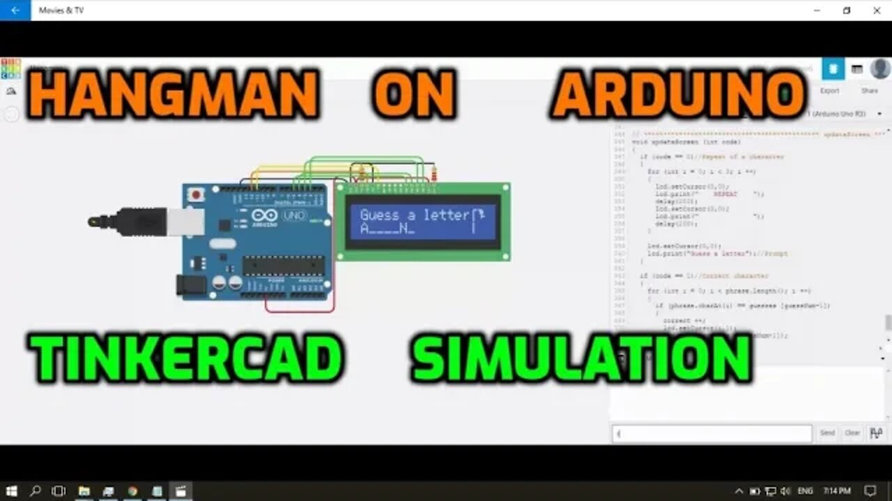 Hangman Game Running on Arduino - Code and Simulation on Tinkercad