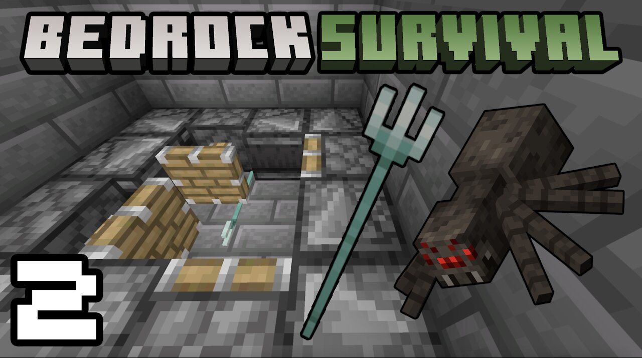 Bedrock Survival 2 Trident Spider Killer!