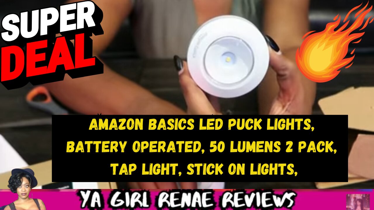 Amazon Basics LED Puck Lights, Battery Operated, 50 Lumens 2 Pack, Tap Light, Stick on Lights,