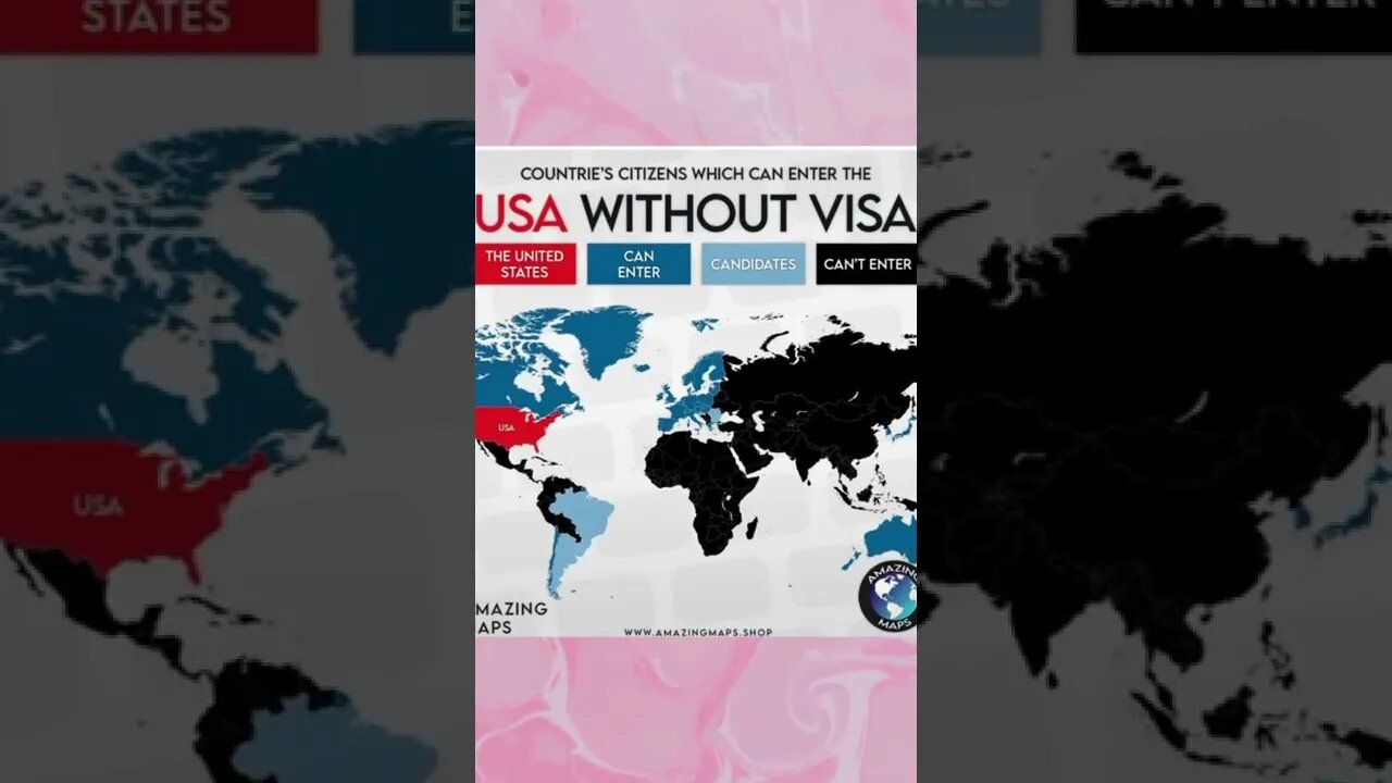 Countries that are allowed to enter the US without a visa.🔵 - allowed;⚫️ - prohibited.