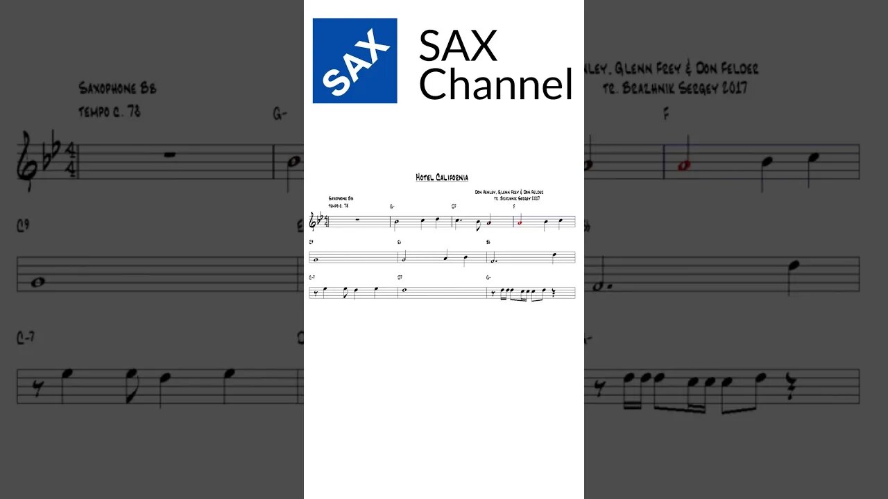 Hotel California Sax Channel #shorts