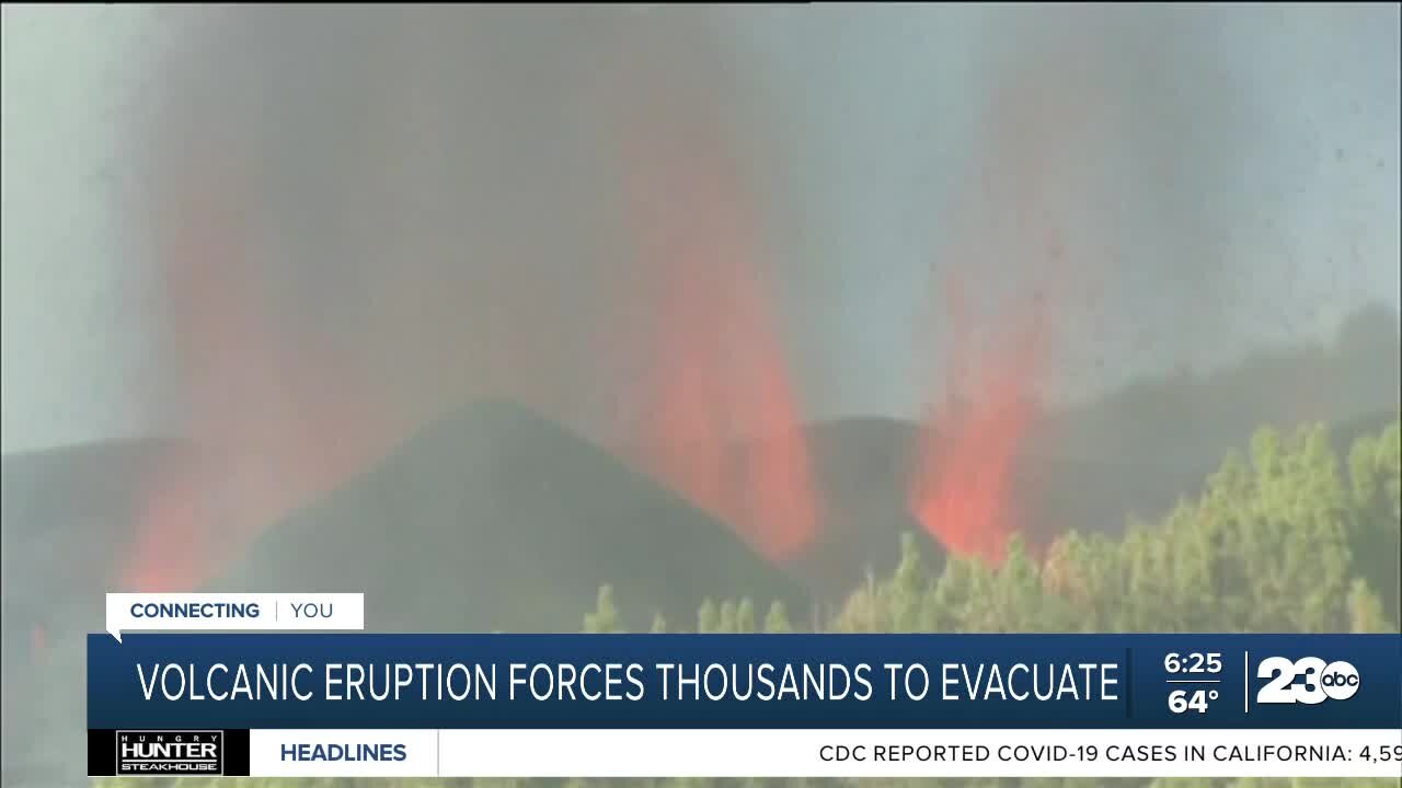 Thousands evacuate after volcanic eruption on island of La Palma