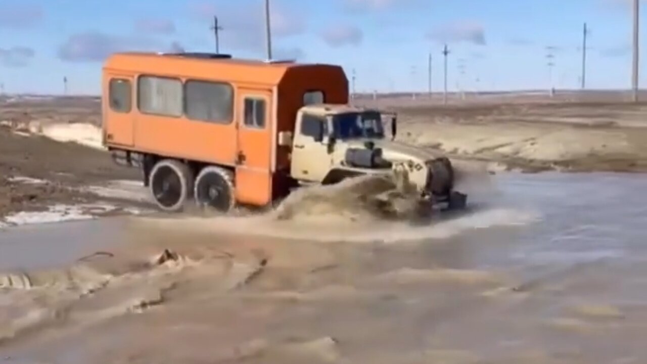 Truck In Water.